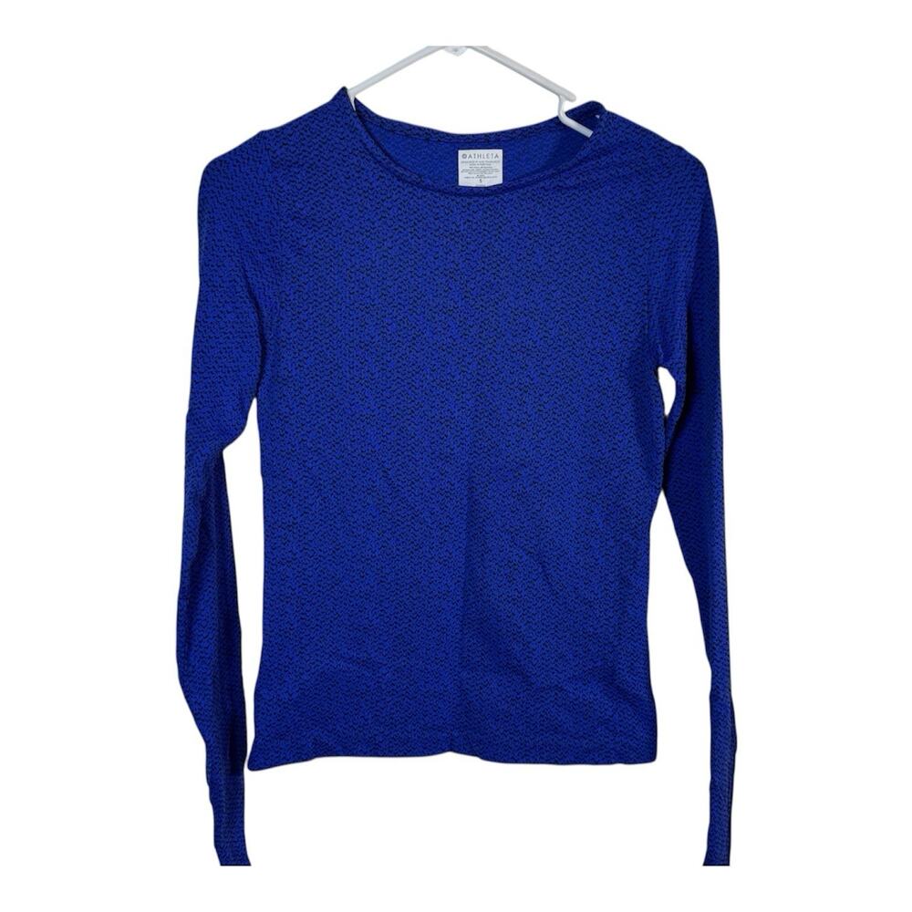 Athleta Women’s Small Blue Black Seamless Long Sleeve Workout Top